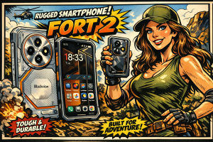 Blackview FORT 2の前面と背面を示し耐衝撃構造と大型カメラモジュールを確認できる端末本体の外観