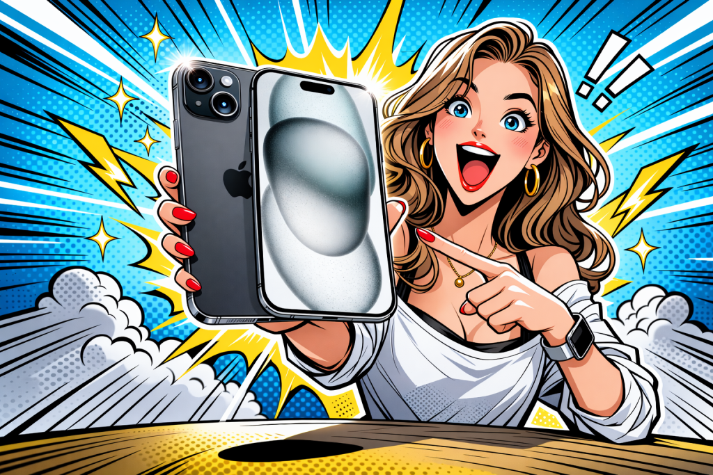 6.7インチ大型ディスプレイとデュアルカメラを備えたiPhone15 Plusの前面と背面の外観デザイン